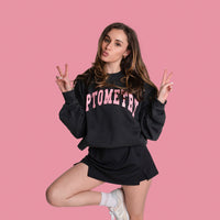 OPTOMETRY - oversized crewneck sweater (vintage black and pink)