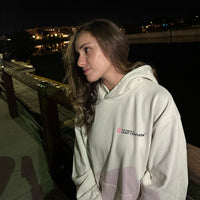 LOGO - oversized hoodie sweater (off white and pink)