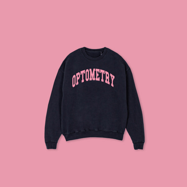 OPTOMETRY - oversized crewneck sweater (vintage black and pink)