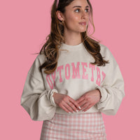 OPTOMETRY - oversized crewneck sweater (off white and pink)